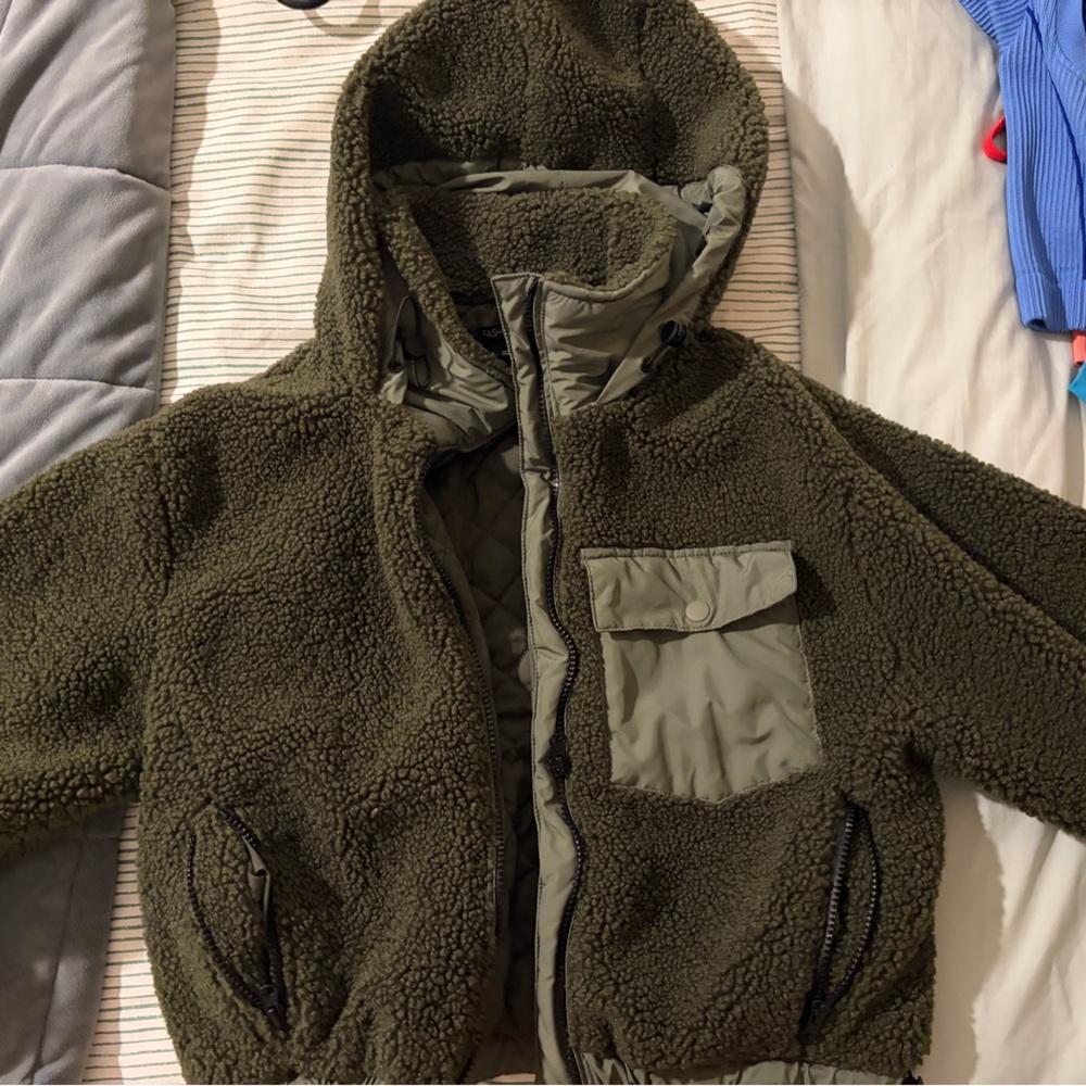 Fashion Nova Olive Teddy Jacket